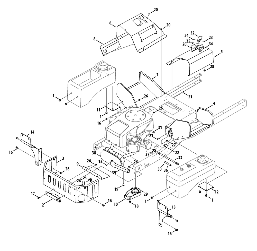 Engine Connections Diagram and Parts List for Z-FORCES48 (17AI5BHB-17AI5BHB010)(2013) Cub Cadet Lawn Tractor